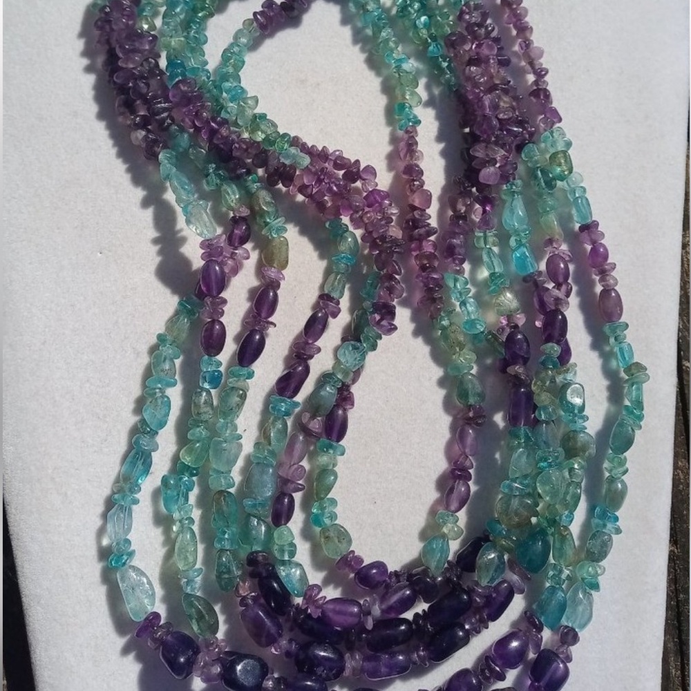 DTR Jay King Sterling Silver Amethyst & Aqua Aquamarine Beaded Necklace 18-20"